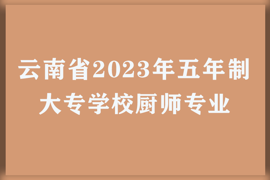 云南省2023年五年制大专学校厨师专业